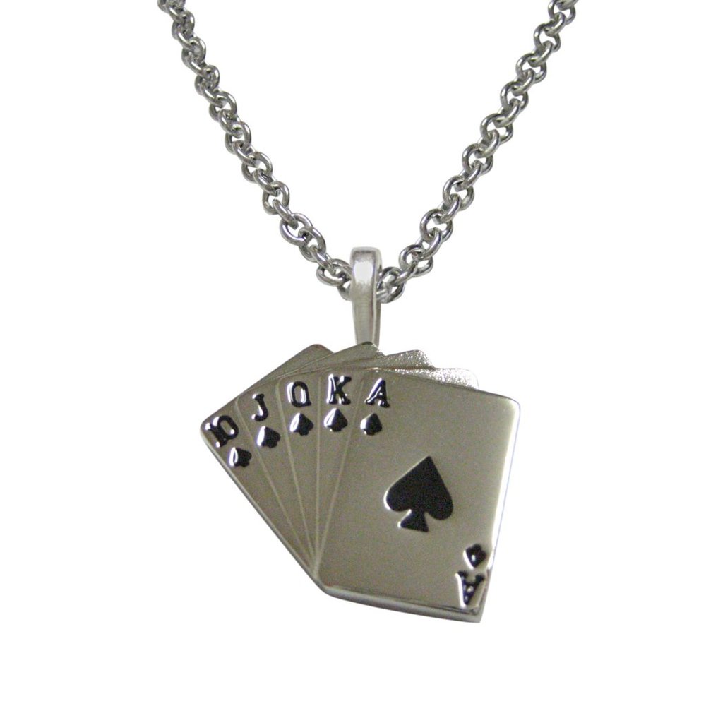 Royal Flush Gambling Poker Pendant Necklace